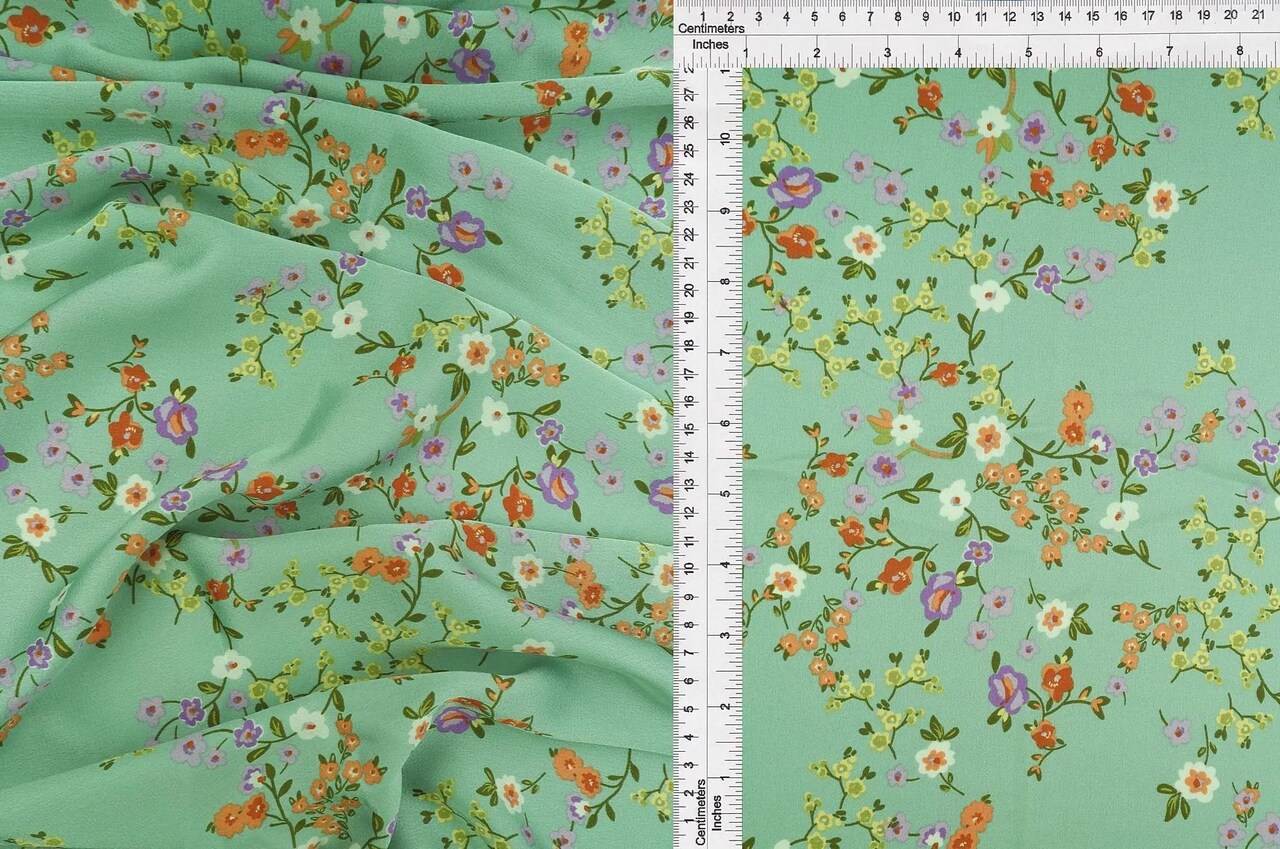 1 Yard Bubble Satin Floral Print Fabric, 58/59″ Wide Polyester Spandex Blend